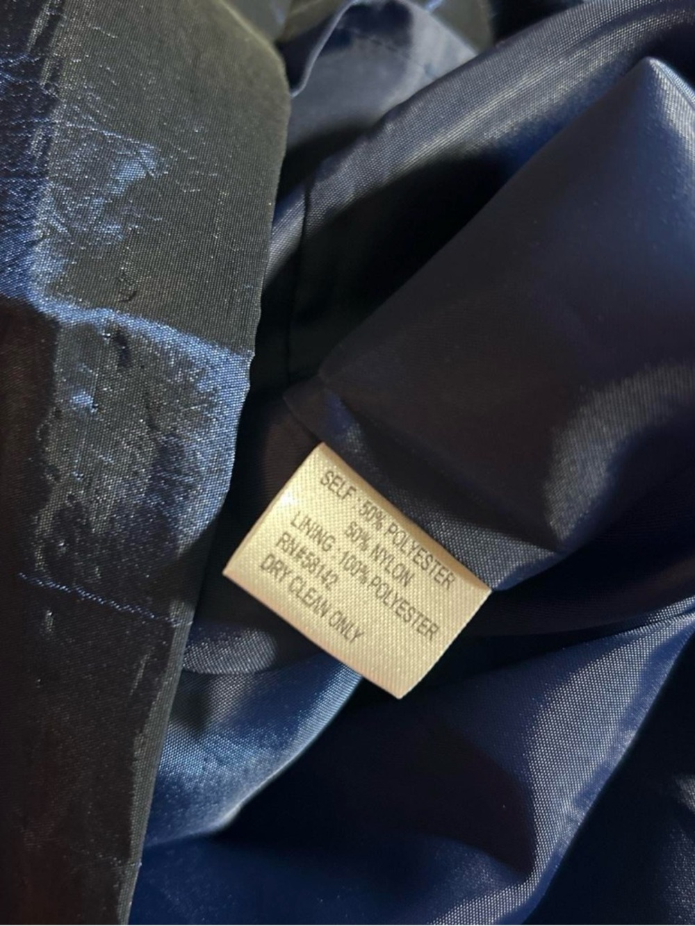London Times Shimmery Navy Blue Ruffled V-Neck Sleeveless Fit-and-Flare Dress - Picture 6 of 6
